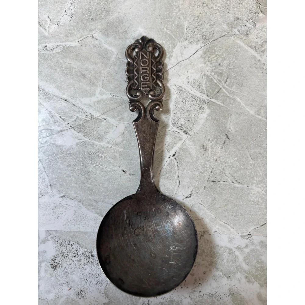 Vintage Norge Norway Souvenir Demitasse Spoon Nysolv 60GR Collectible Silverware